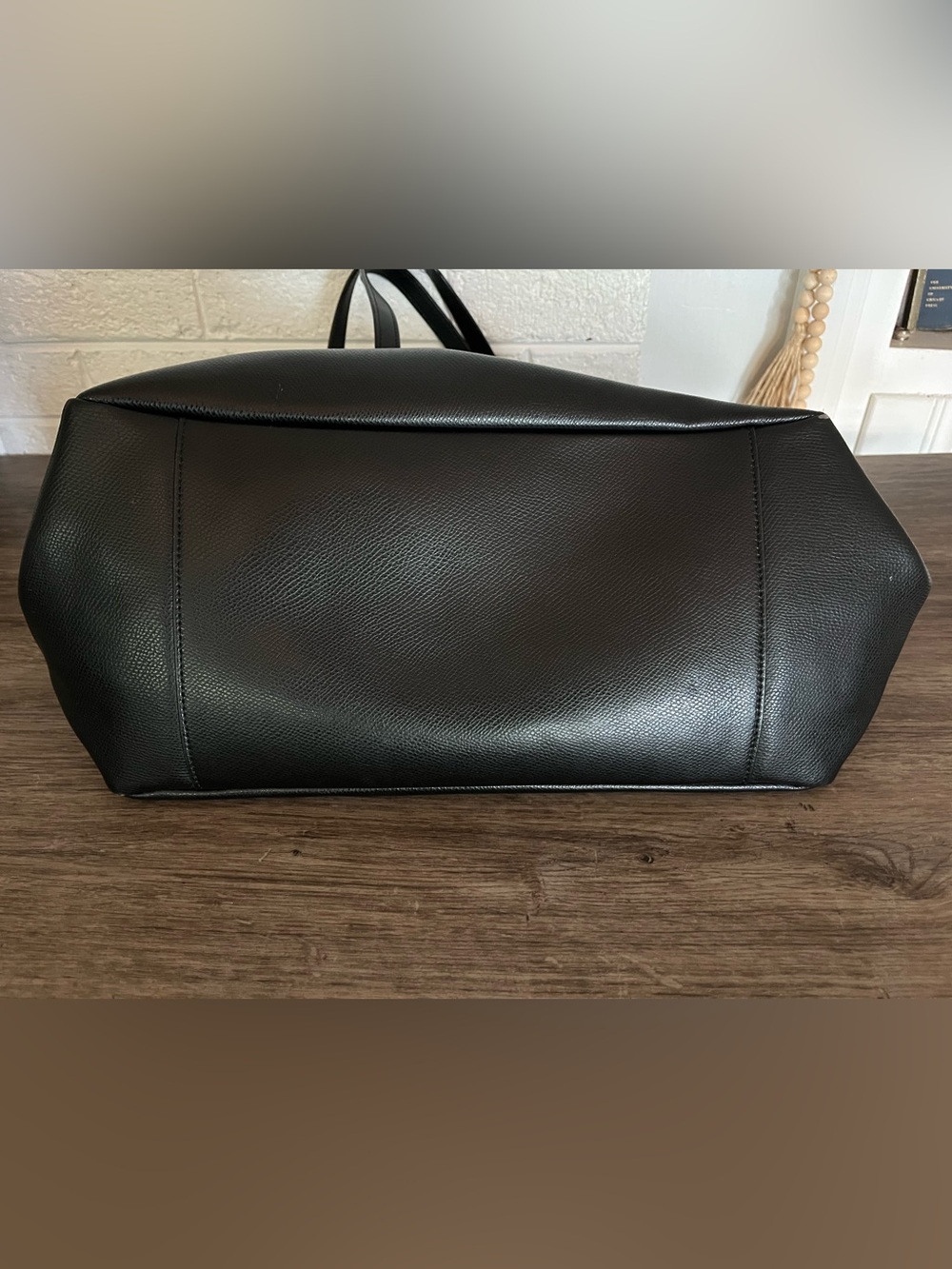 COACH black leather carryall tote bag / baby bag - Picture 4 of 10
